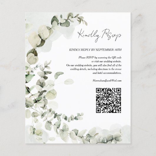Budget Eucalyptus QR Code Weddenschap (Achterkant)