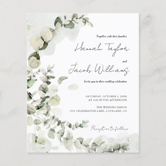 Budget Eucalyptus QR Code Weddenschap (Voorkant)