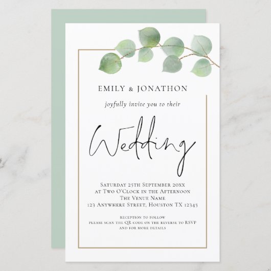 BUDGET Eucalyptus QR Code Weddenschap (Voorkant / Achterkant)