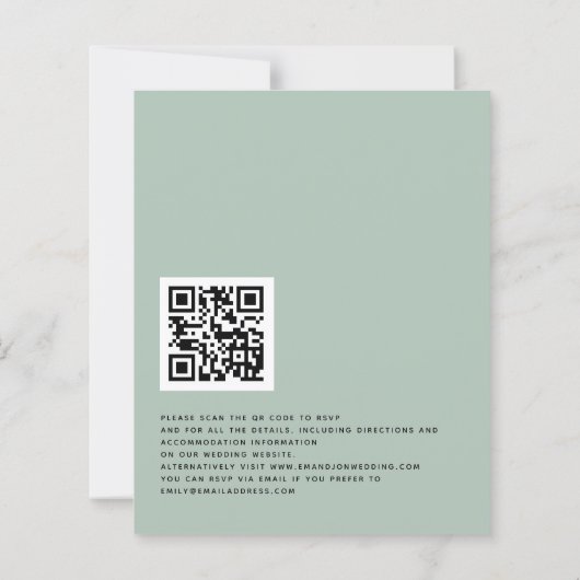 BUDGET Eucalyptus QR Code Weddenschap uitnodigen (Achterkant)