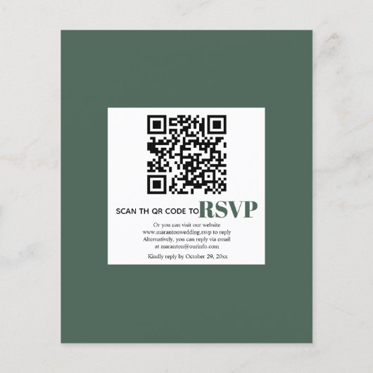 BUDGET eucalyptus, QR RSVP trouwuitnodiging (Achterkant)