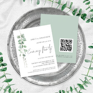 Budget Eucalyptus QR Wedding Evening Party Uitnodi