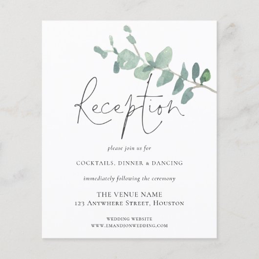 Budget Eucalyptus Reception Weddenschap (Voorkant)