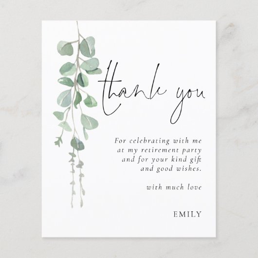 Budget Eucalyptus Retirement Party Dank u (Voorkant)