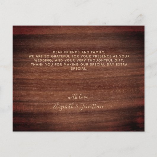 Budget Eucalyptus Rustic Foto Weddenschap Dank je (Achterkant)