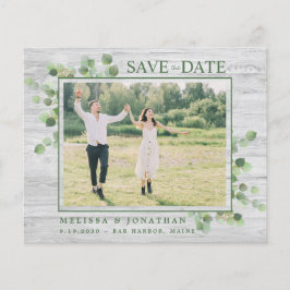 Budget Eucalyptus Rustic Photo Save the Date