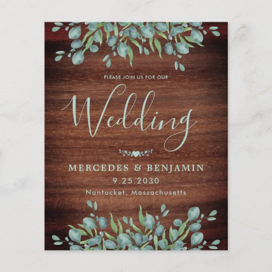 Budget Eucalyptus Rustic QR Code Weddenschap Uitno (Voorkant)