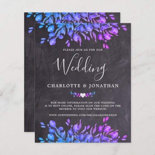 Budget Eucalyptus Rustic Slate QR Code Weddenschap (Voorkant / Achterkant)