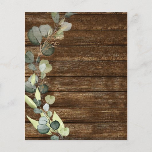 Budget Eucalyptus Rustic Wedding Uitnodiging (Achterkant)