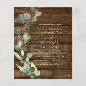 Budget Eucalyptus Rustic Wedding Uitnodiging (Voorkant)