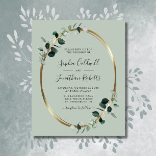 Budget Eucalyptus Sage Gold Foil Weduwen Uitnodigi