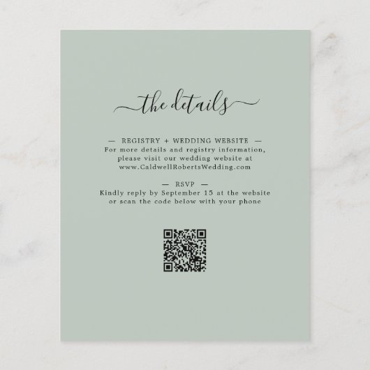 Budget Eucalyptus Sage Wedding Reception nodigt ui (Achterkant)