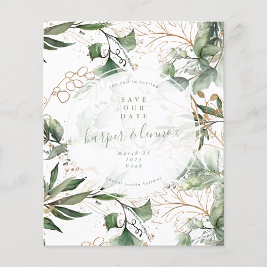 Budget Eucalyptus  Save The Date Boho Cirkel Flyer (Voorkant)