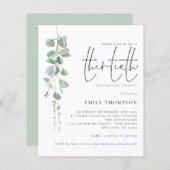 Budget Eucalyptus Script 30th Birthday Invitation (Voorkant / Achterkant)