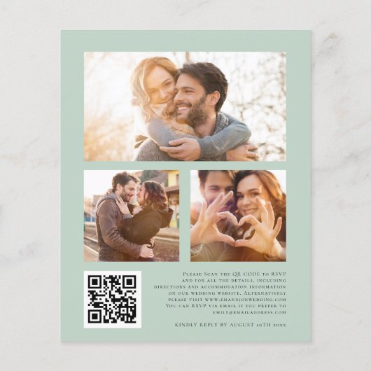 BUDGET Eucalyptus Script 3 foto QR Trouw Uitnodigi (Achterkant)