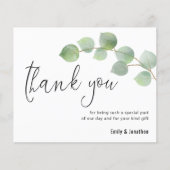 Budget Eucalyptus Script Photo Weddenschap Bedankt (Voorkant)