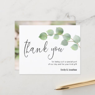 Budget Eucalyptus Script Photo Weddenschap Bedankt