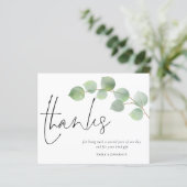Budget Eucalyptus Script Photo Weddenschap Bedankt (Staand voorkant)