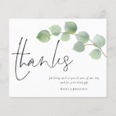 Budget Eucalyptus Script Photo Weddenschap Bedankt (Voorkant)