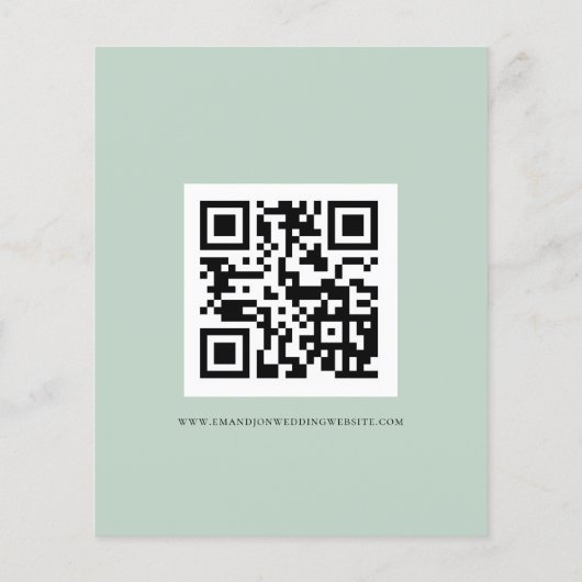 Budget Eucalyptus Script QR Code Weddenschap RSVP (Achterkant)