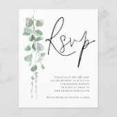 Budget Eucalyptus Script QR Code Weddenschap RSVP (Voorkant)