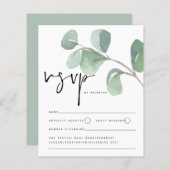 Budget Eucalyptus Script Weddenschap RSVP-behuizin (Voorkant / Achterkant)