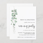 Budget Eucalyptus Script Wedding Evening Party (Voorkant / Achterkant)