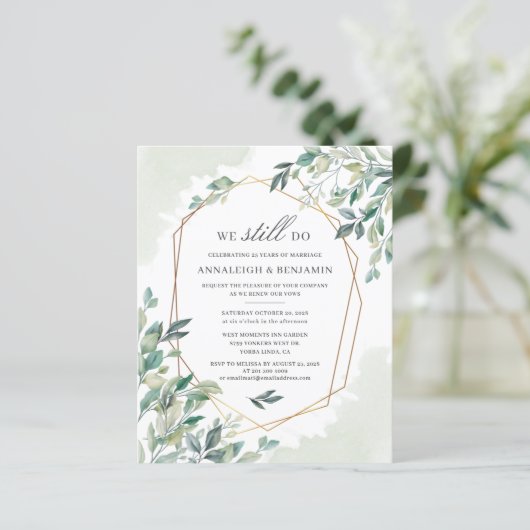 Budget Eucalyptus Script Wedding Vow Renewal (Staand voorkant)