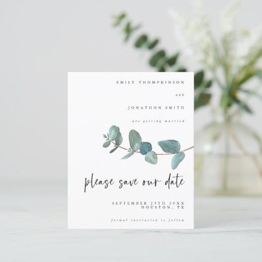 Budget Eucalyptus Script Weduwen QR Code Opslagdat (Staand voorkant)