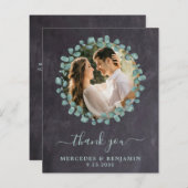 Budget Eucalyptus Slate Foto Weddenschap Bedankt (Voorkant / Achterkant)