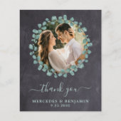 Budget Eucalyptus Slate Foto Weddenschap Bedankt (Voorkant)