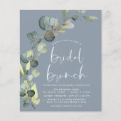 Budget Eucalyptus Stoffig Blauw Bruids Brunch Flyer (Voorkant)