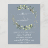 Budget Eucalyptus Stoffig Blauw Bruiloft Uitnodigi (Voorkant)