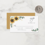 Budget Eucalyptus Sunflower Floral Wedding RSVP Notitiekaartje (Voorkant / Achterkant in situ)