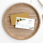 Budget Eucalyptus Sunflower Floral Wedding RSVP Notitiekaartje
