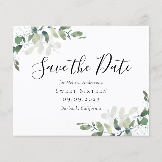 BUDGET Eucalyptus Sweet Sixteen Opslaan Datum (Voorkant)