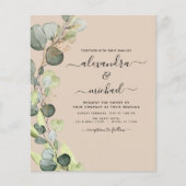 Budget Eucalyptus Terracotta Bruiloft uitnodiging (Voorkant)