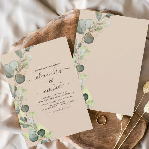 Budget Eucalyptus Terracotta Bruiloft uitnodiging Flyer