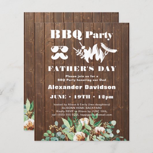 BUDGET Eucalyptus Vaderdag BBQ Party nodigt uit (Voorkant / Achterkant)