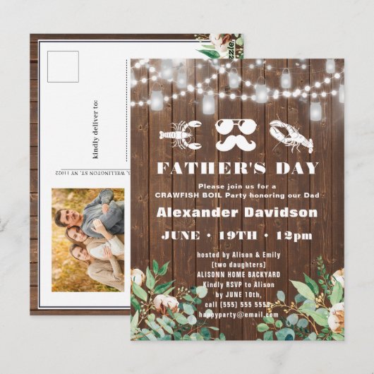 BUDGET Eucalyptus Vaderdag Fotouitnodiging Briefkaart (Voorkant / Achterkant)