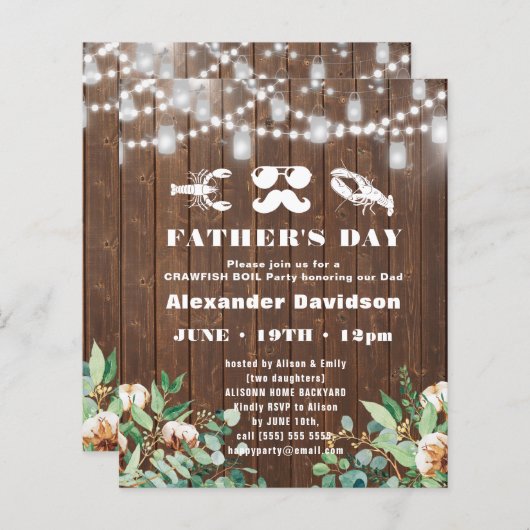 BUDGET Eucalyptus Vaderdag Party Uitnodiging (Voorkant / Achterkant)