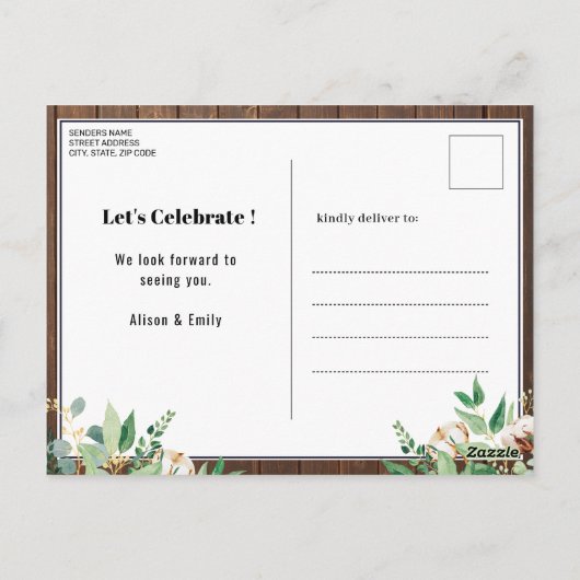 BUDGET Eucalyptus Vaderdag Party Uitnodiging (Achterkant)