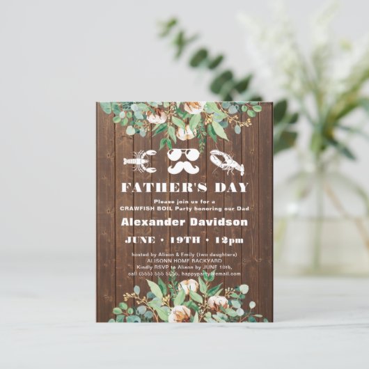 BUDGET Eucalyptus Vaderdag Party Uitnodiging (Staand voorkant)