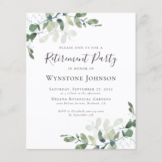 BUDGET Eucalyptus verliest Pensioenpartij Uitnodig (Voorkant)