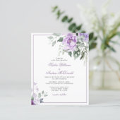 Budget Eucalyptus Violet Bloem Huwelijksuitnodigin (Staand voorkant)