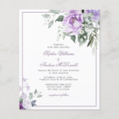 Budget Eucalyptus Violet Bloem Huwelijksuitnodigin (Voorkant)