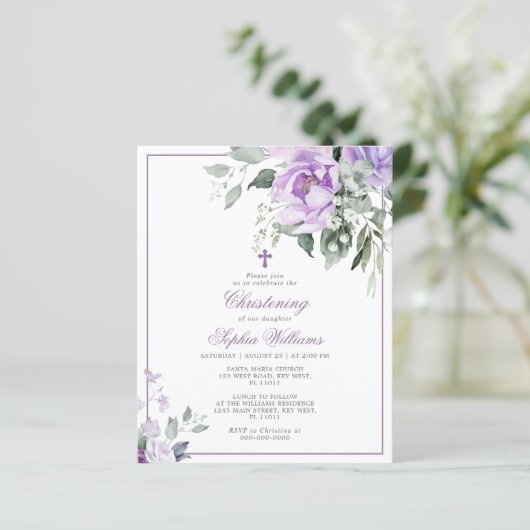 Budget Eucalyptus Violet Uitnodiging (Staand voorkant)