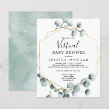 Budget Eucalyptus Virtual Baby shower Invitation