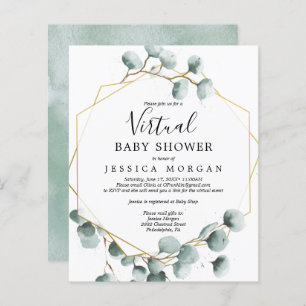 Budget Eucalyptus Virtual Baby shower Invitation
