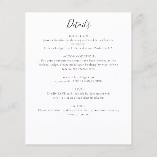 Budget Eucalyptus Vow Renewal Uitnodiging (Achterkant)